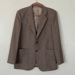 VTG Circle S X Kenny Rogers Herringbone Western Blazer Jacket, 42L